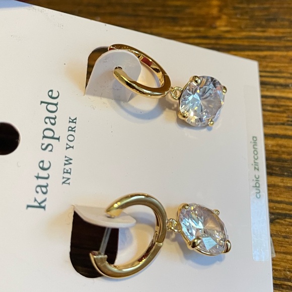 Kate Spade Round CZ Crystal Huggie Hoop Earrings - Picture 5 of 7